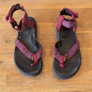 Teva Maroon and Black Sandals